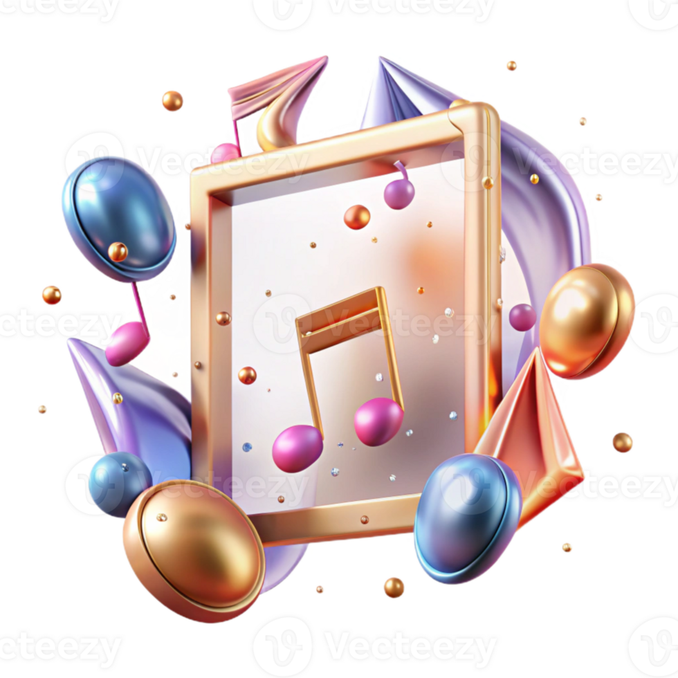 elegant classic Music Notes Frame Transparent Background for Music Posters professional png