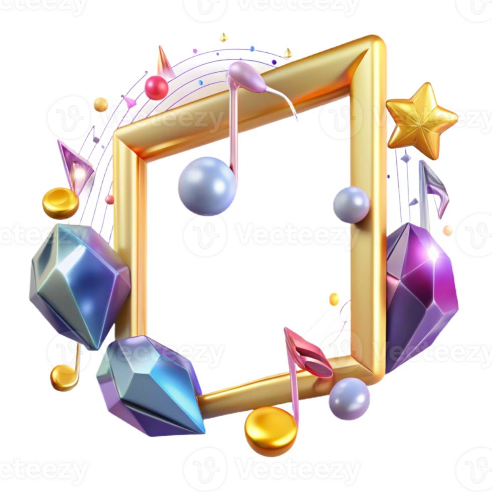 extraordinary abstract Music Notes Frame Transparent Background for Music Posters high quality png