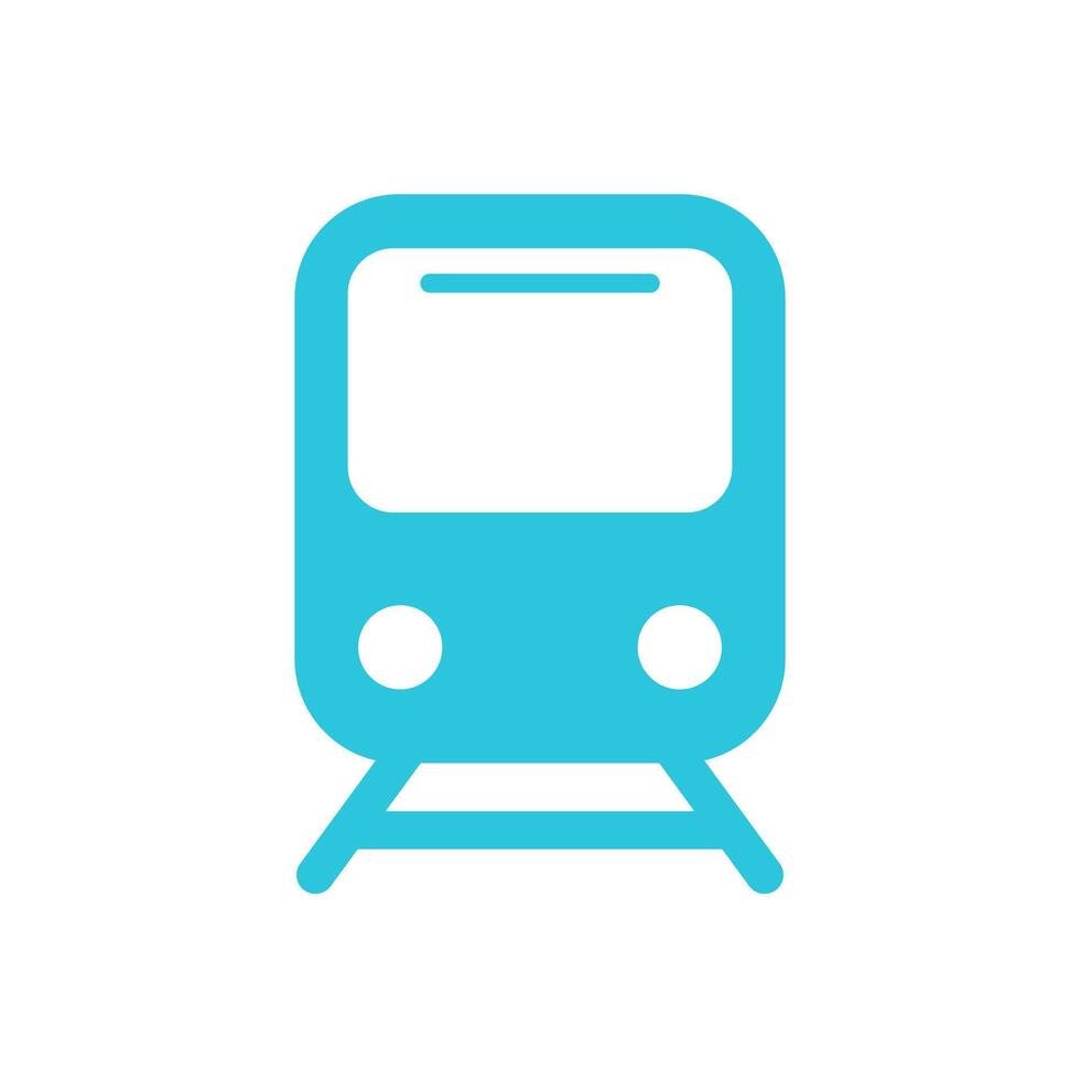 Train front view icon. Isolated on white. Blue icon set. vector