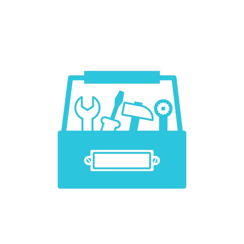 Household Repair Toolbox Icon. Isolated on white background. Blue icon set. vector