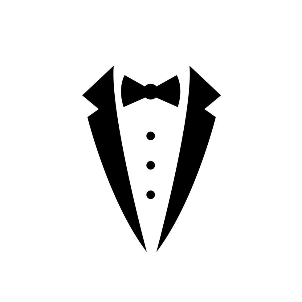 Suit icon, Black and white, Isolated on white background vector