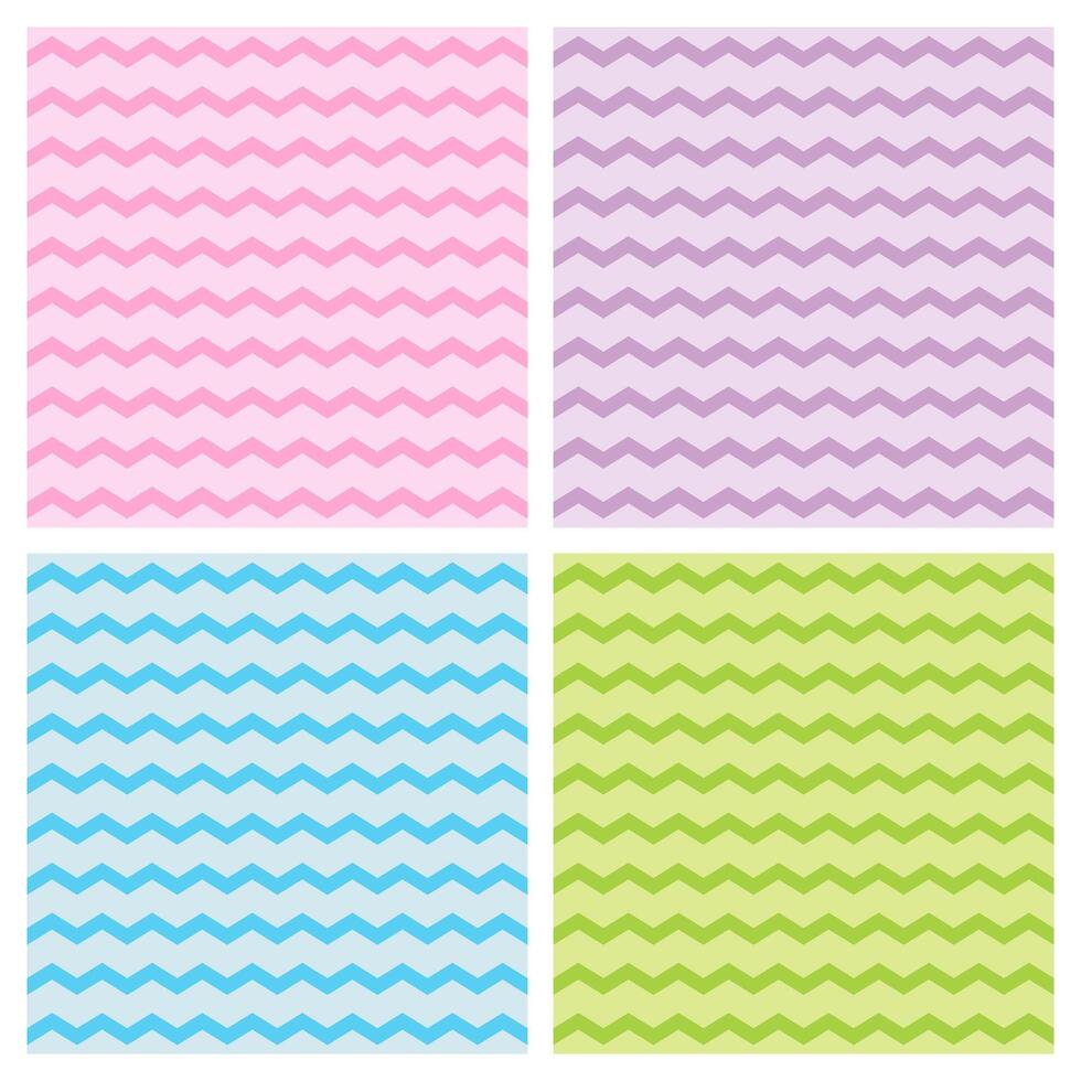 Seamless set of Zigzag Pattern textures vector