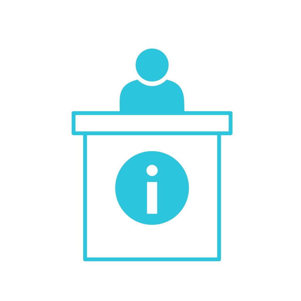 Info Center, Efficient and Friendly Source of Information. Isolated on white background. From blue icon set vector