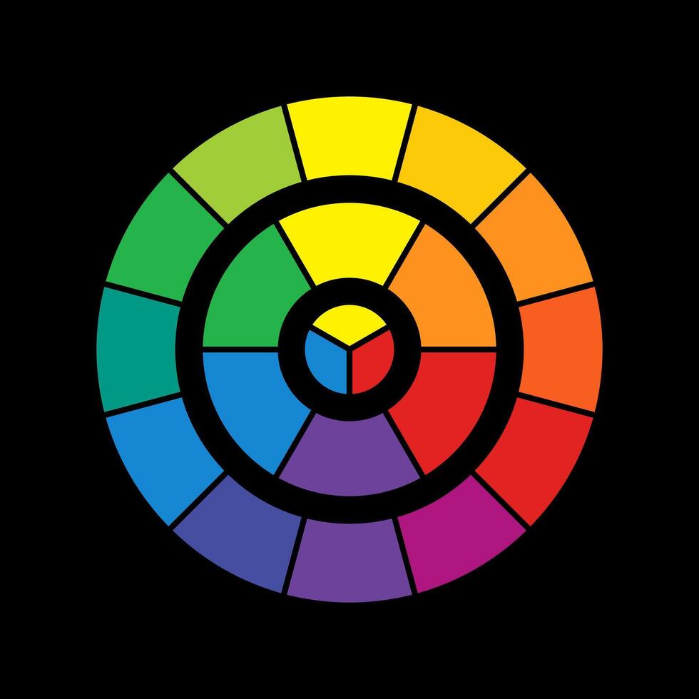 Colors of the Spectrum Wheel on black background vector