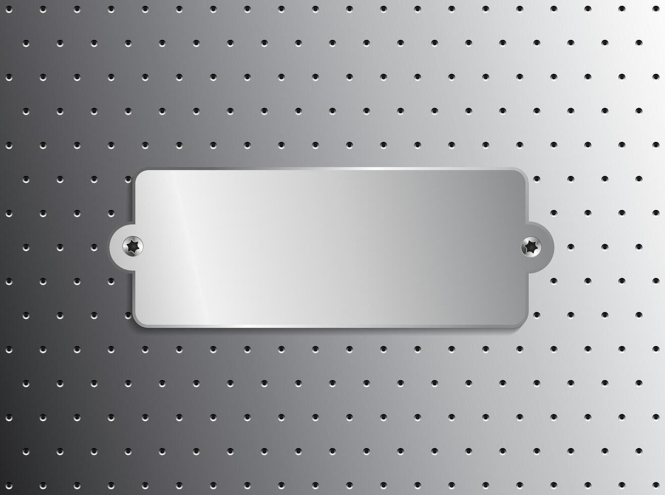 Metallic Polished Perforated Steel Plate with Space for Custom Name Engraving vector