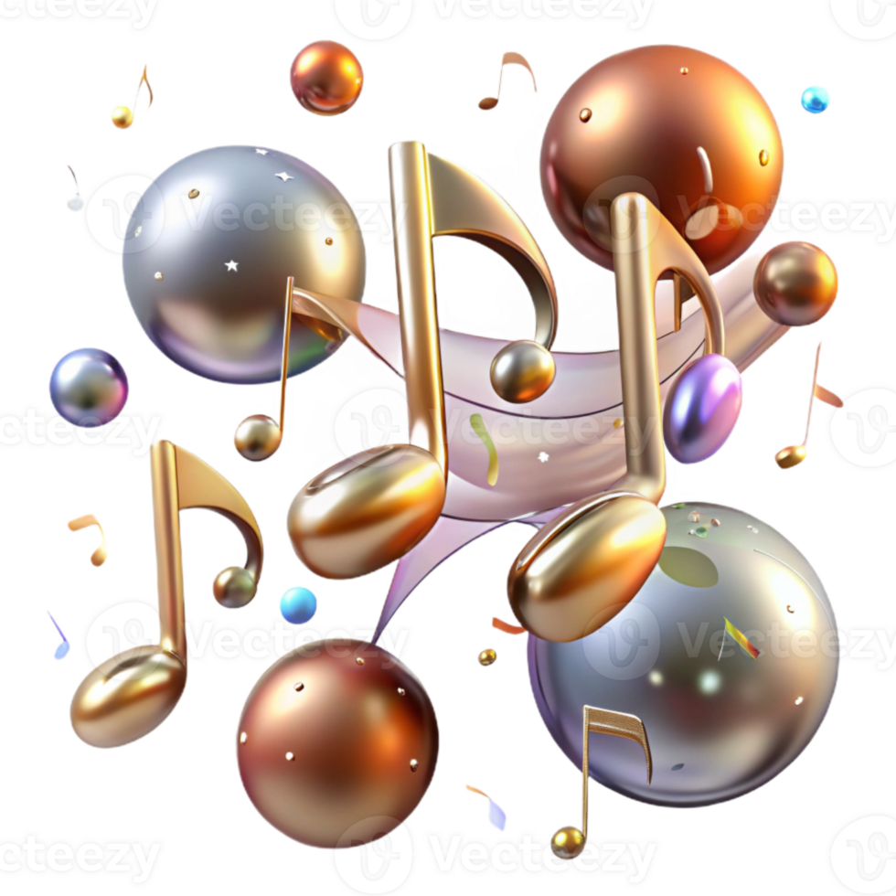 dramatic modern Music Notes Set Transparent Background for Music Composers original png