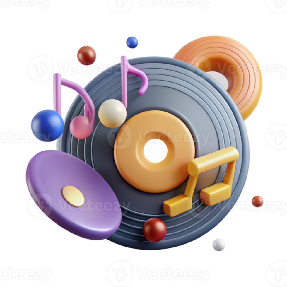 extraordinary modern Music Notes Vinyl Record Graphic Cutout for Album Art exclusive png