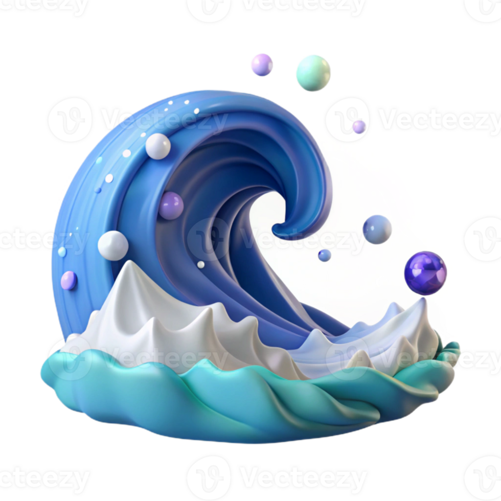 wonderful abstract Ocean Wave Cartoon Style Isolated for Kids Projects professional png