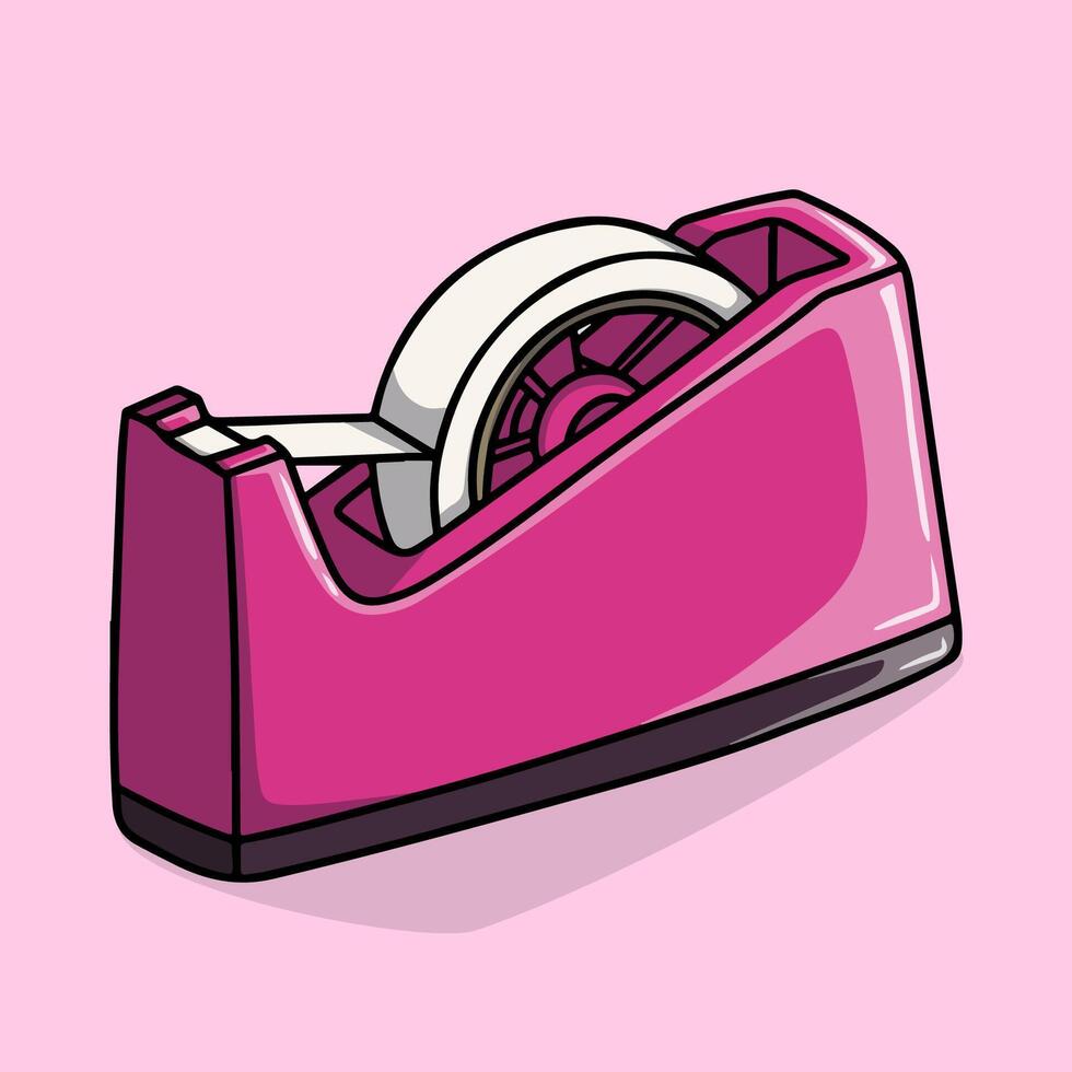 Pink holder for clear tape roll vector