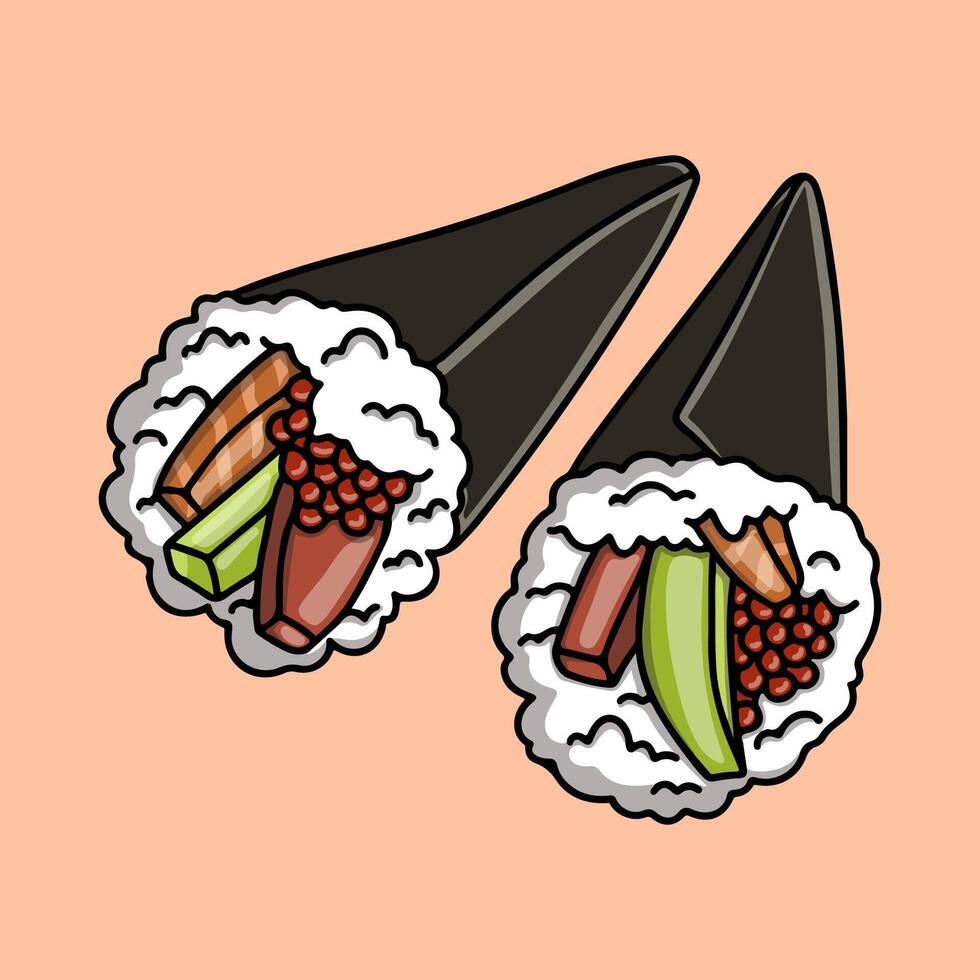 Delicious two temaki sushi illustration vector