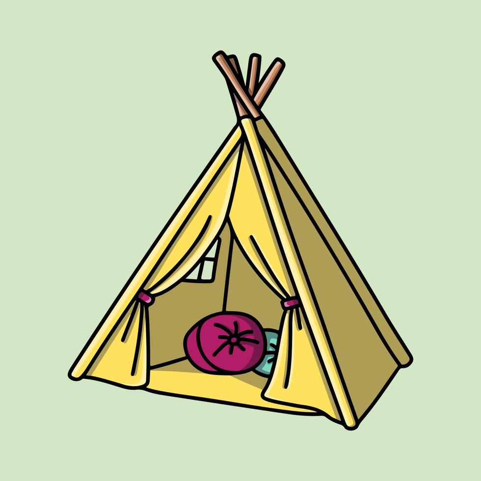 Yellow teepee tent for kids to play inside vector