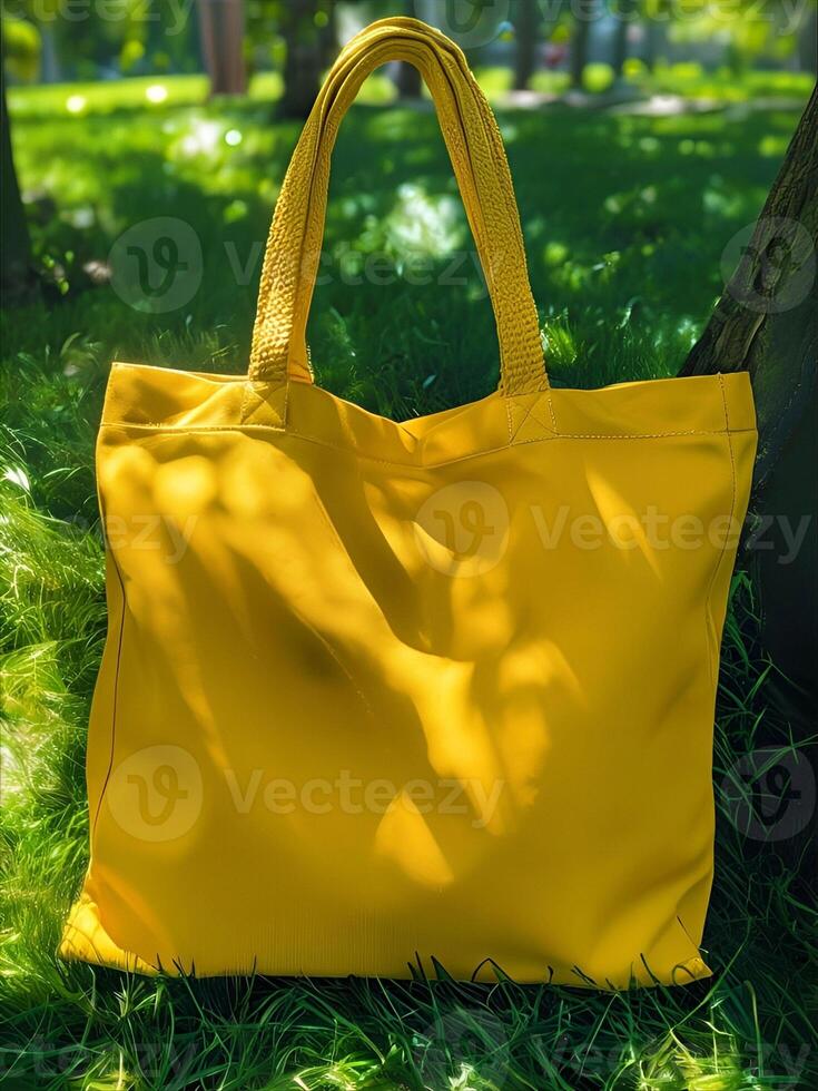 Vibrant Yellow Tote in Nature photo