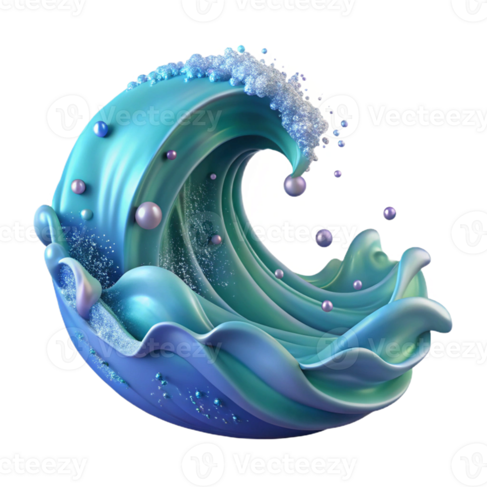 vibrant artistic Ocean Wave Digital Painting Isolated for Illustration Projects authentic png
