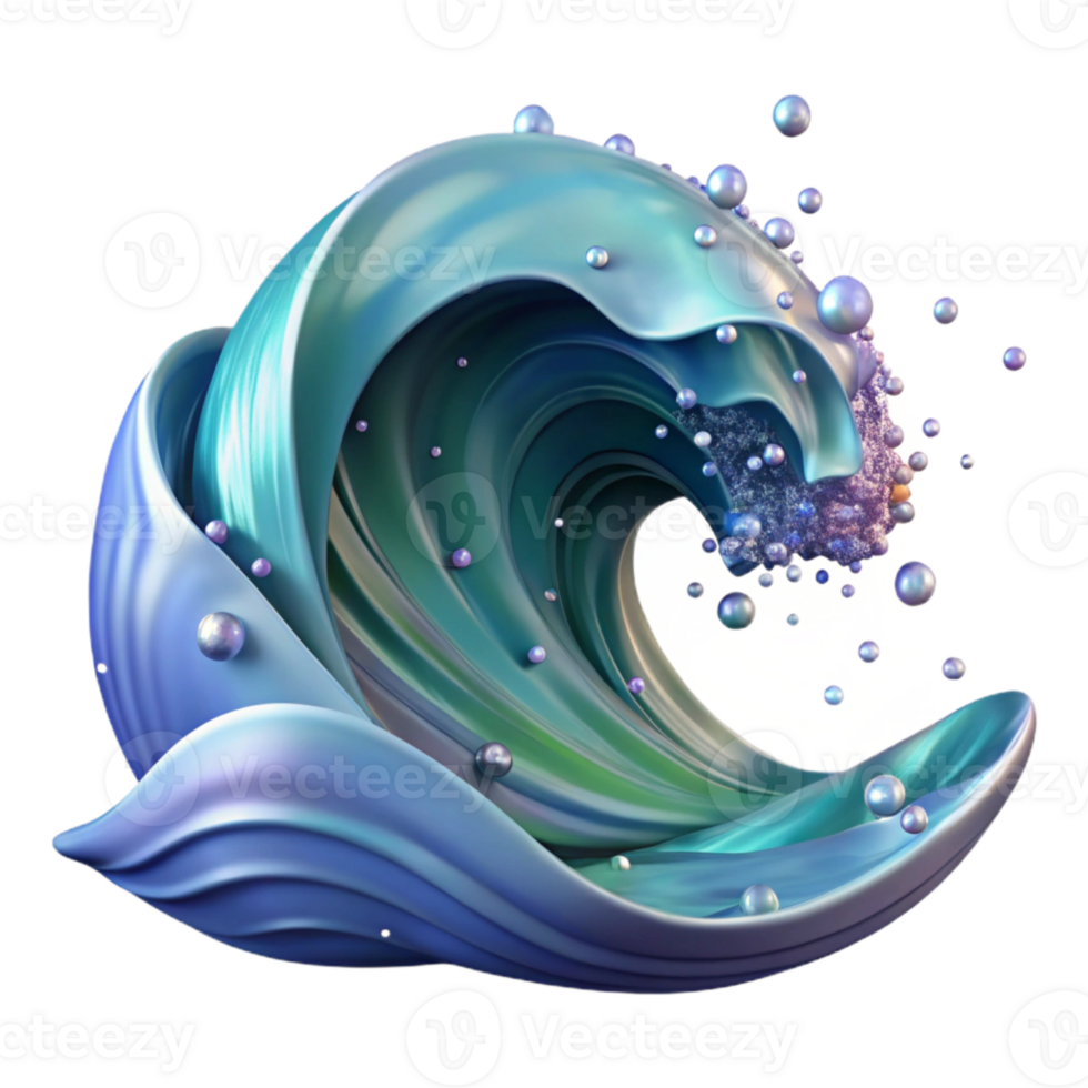 beautiful contemporary Ocean Wave Digital Painting Isolated for Illustration Projects genuine png