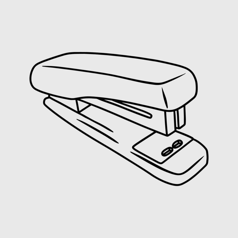 Paper stapler. Thin line illustration. vector