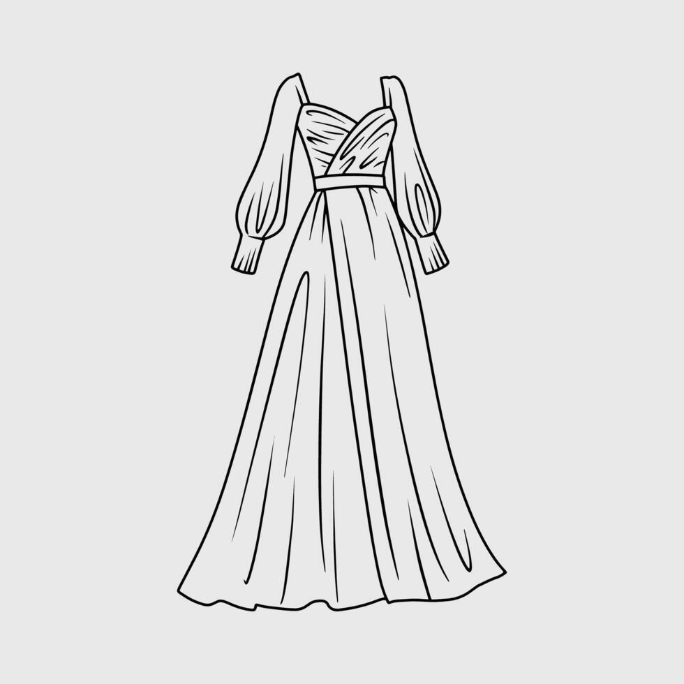 Elegant Evening Gown with Long Sleeves vector