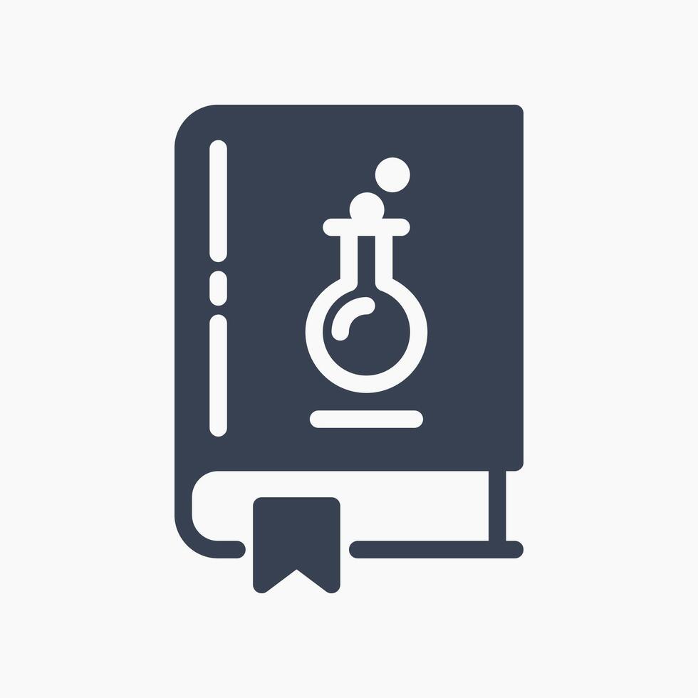 Design Illustration graphic of chemical book icon with glyph style. Suitable for UI, mobile design, web design, etc. vector