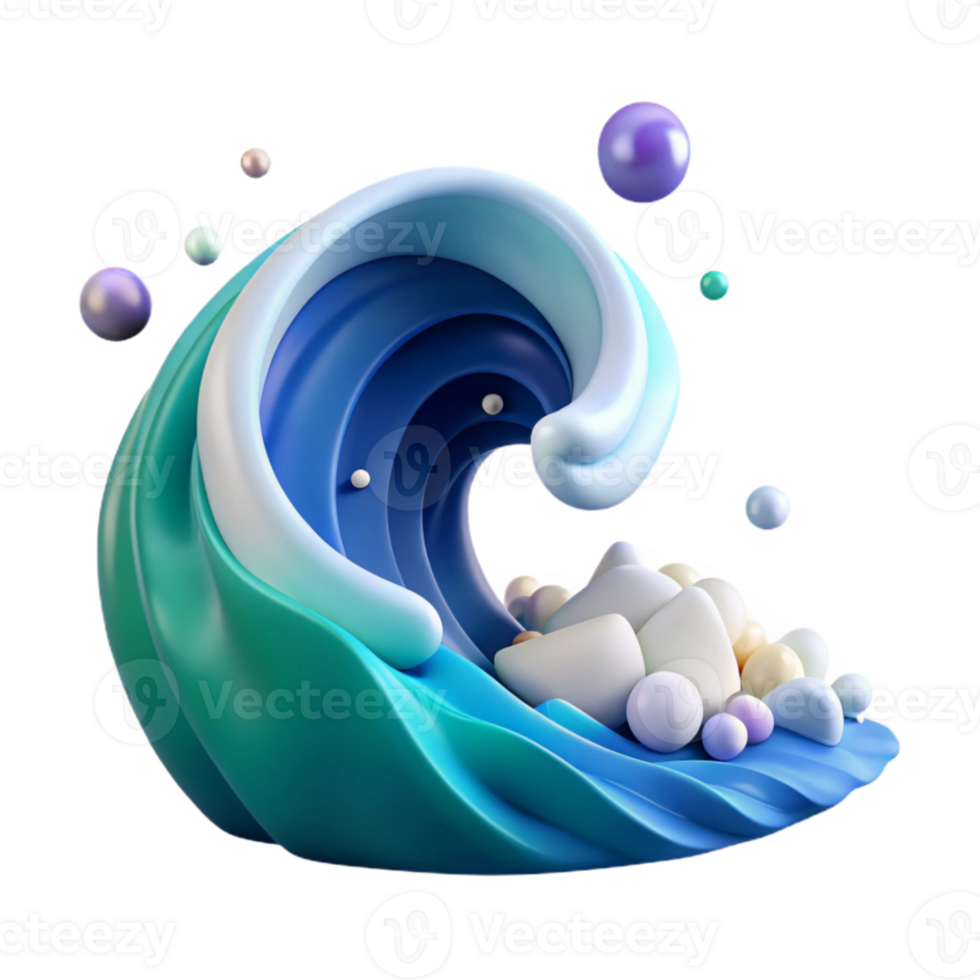 impressive artistic Ocean Wave Illustration Flat Design Isolated professional png