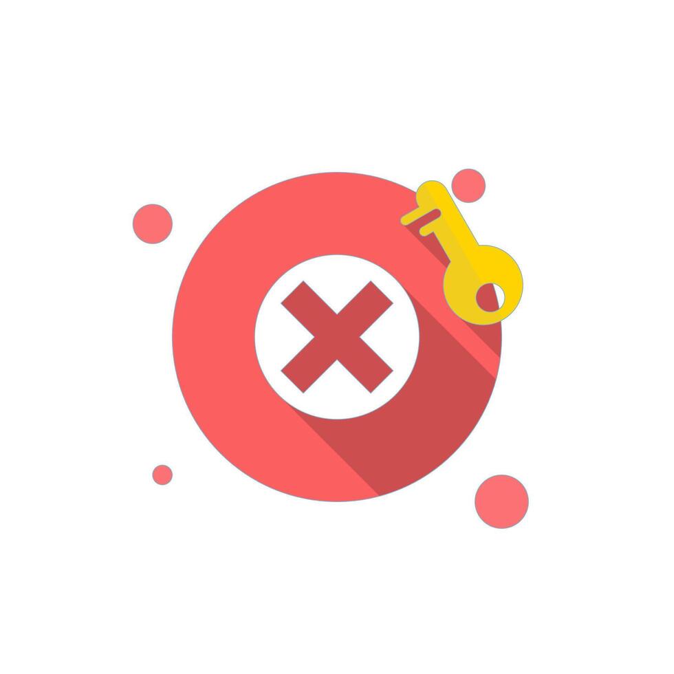 authentication failure concept, wrong password notification pop up. red cross and lock, wrong password input. simple ui design for login error alert, security message. flat illustration. vector