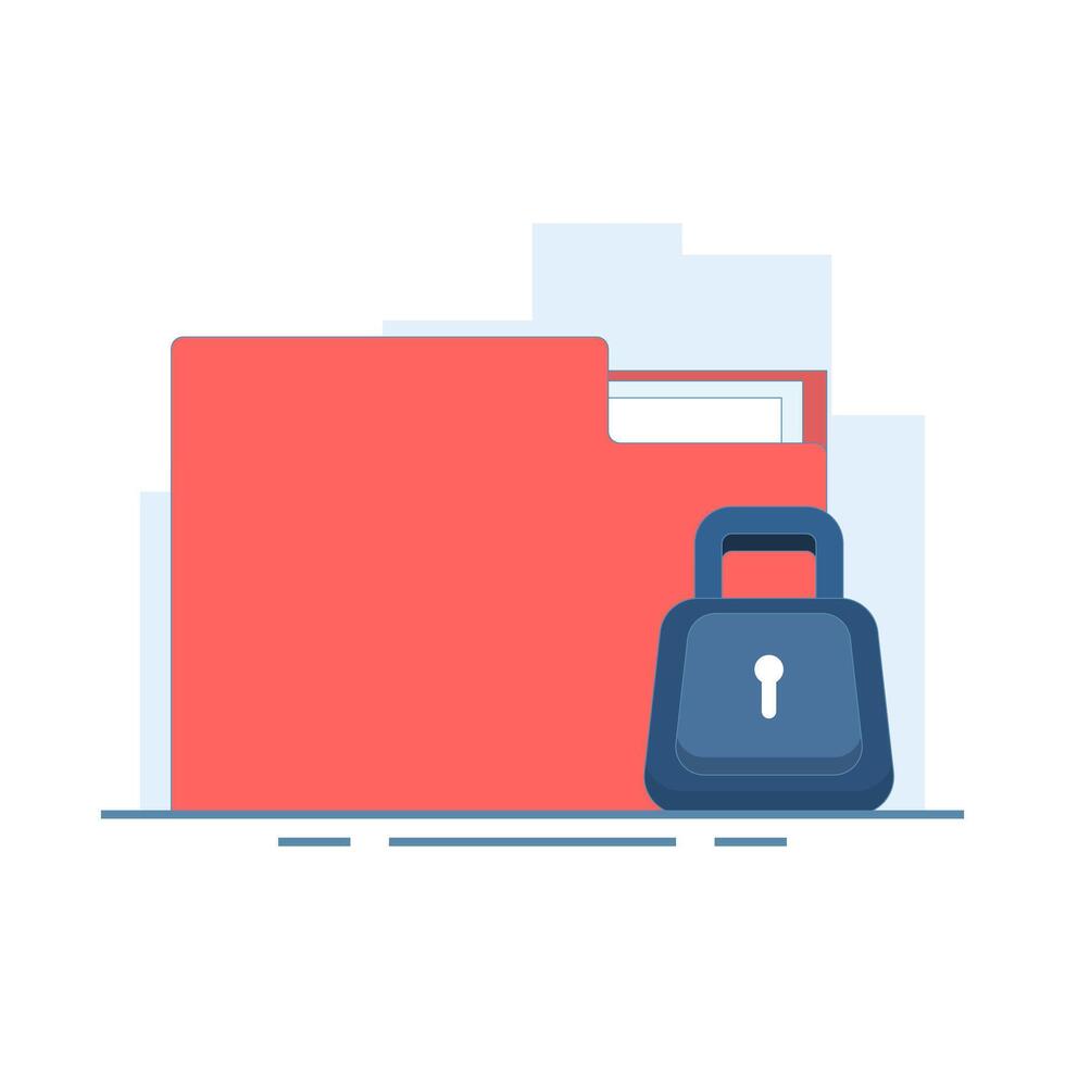 Secure folder concept. Locked folder icon representing secure file storage, data protection and cybersecurity. Suitable for app interface, security related web design. Flat illustration. vector