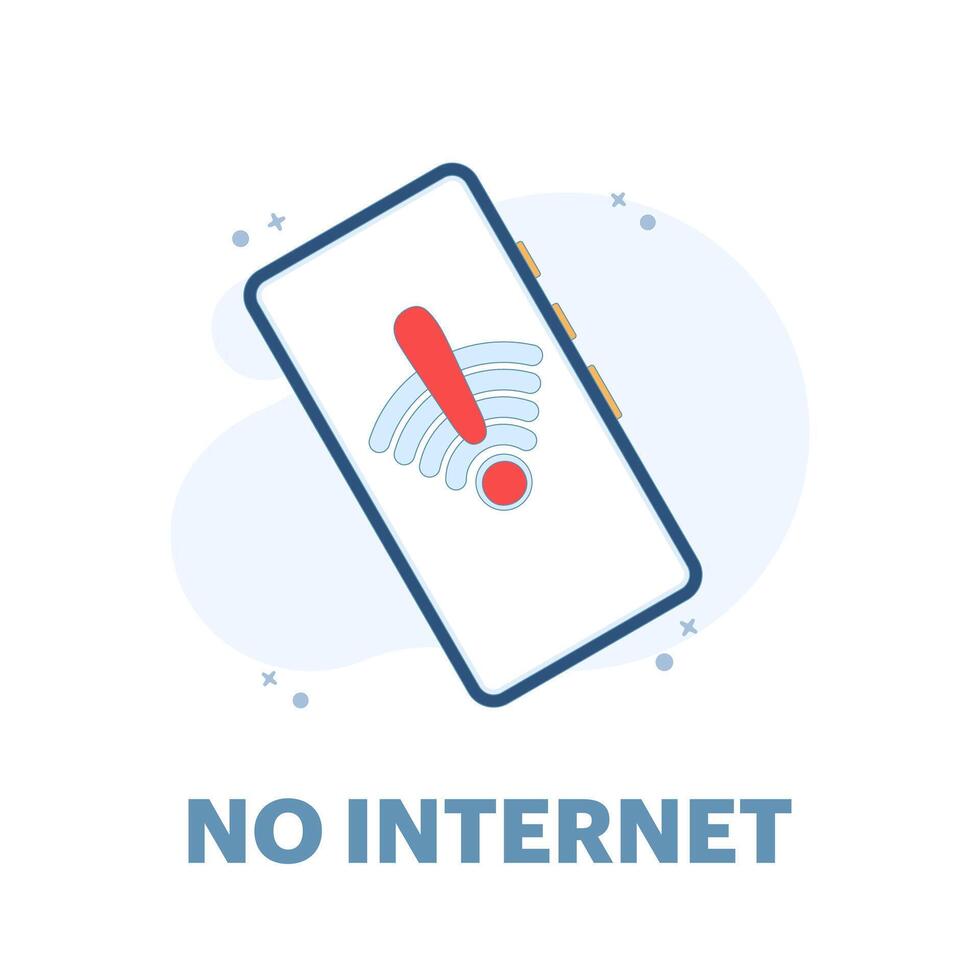 No Internet Concept. No connection, no internet, searching for wireless network signal on device. Suitable for background, landing page, advertising illustration. Flat design illustration. vector