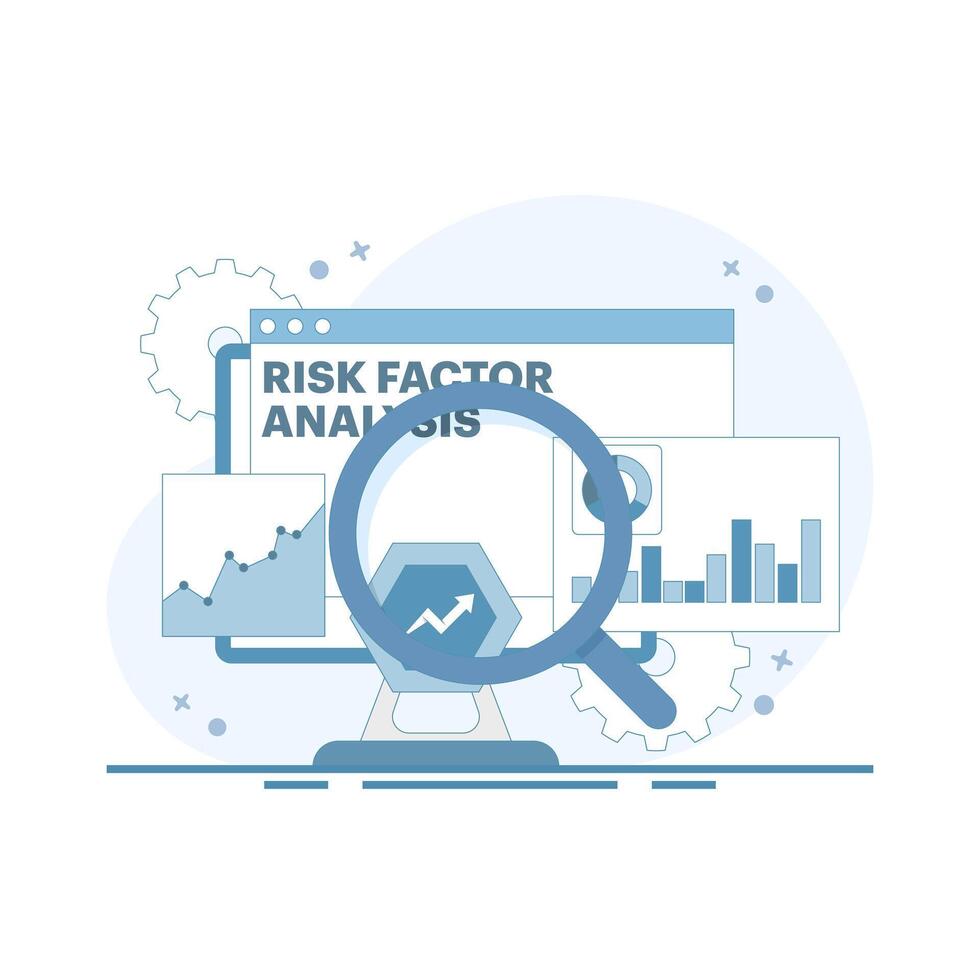 Concept of risk factor analysis and predictive models for effective risk management. Risk assessment, forecasting and data-driven decision making with advanced analytics and monitoring. flat design. vector