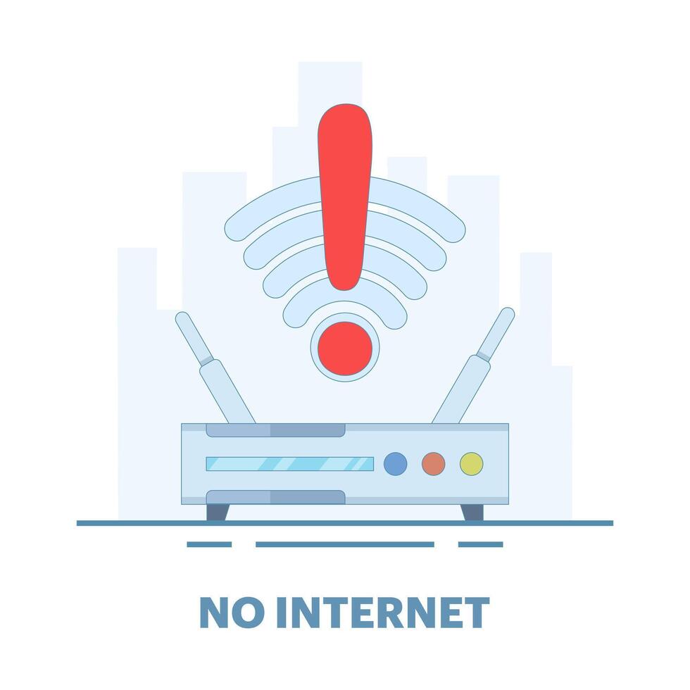 No Internet Concept. No connection, no internet, searching for wireless network signal on device. Suitable for background, landing page, advertising illustration. Flat cartoon design illustration. vector
