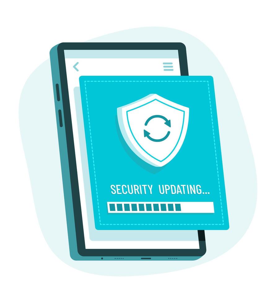 Smartphone Updating Security Data for Cyber Security Concept Illustration vector