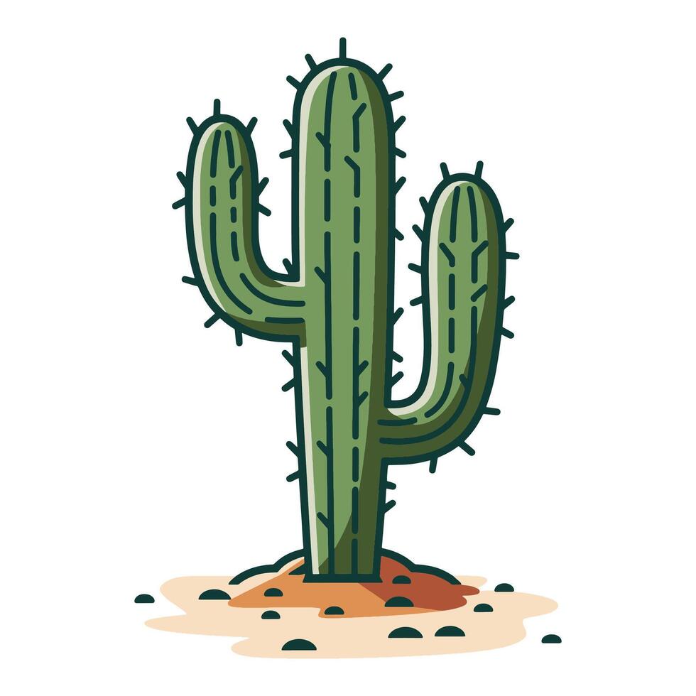 Cactus icon. Dry exotic plant with spines, symbolizing desert vegetation. vector