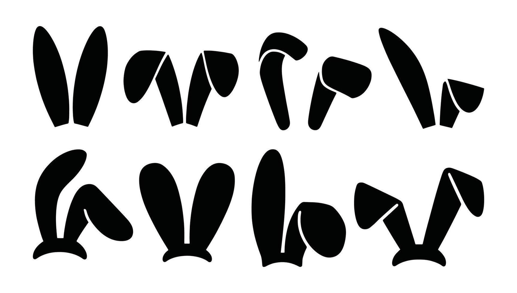 Set of rabbit ears silhouettes. Bunny ears icons collection for Easter decorations, logos, and design elements. vector