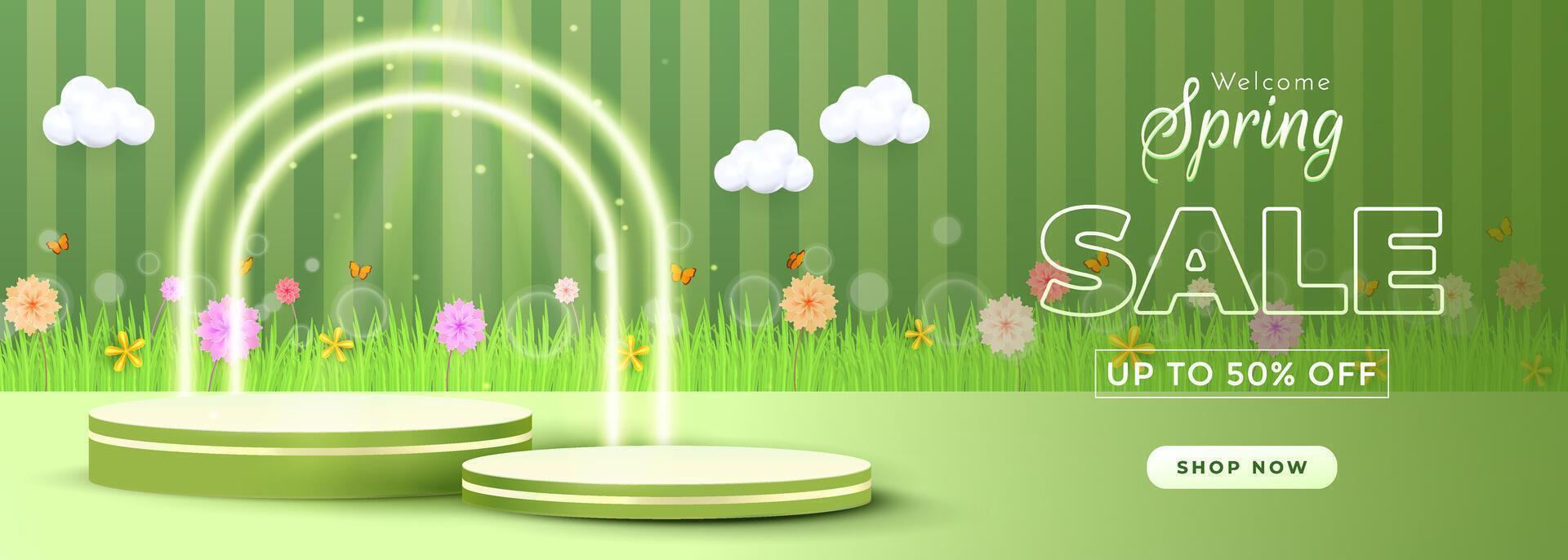 Bright Spring Sale Banner with Floral and Nature Elements vector