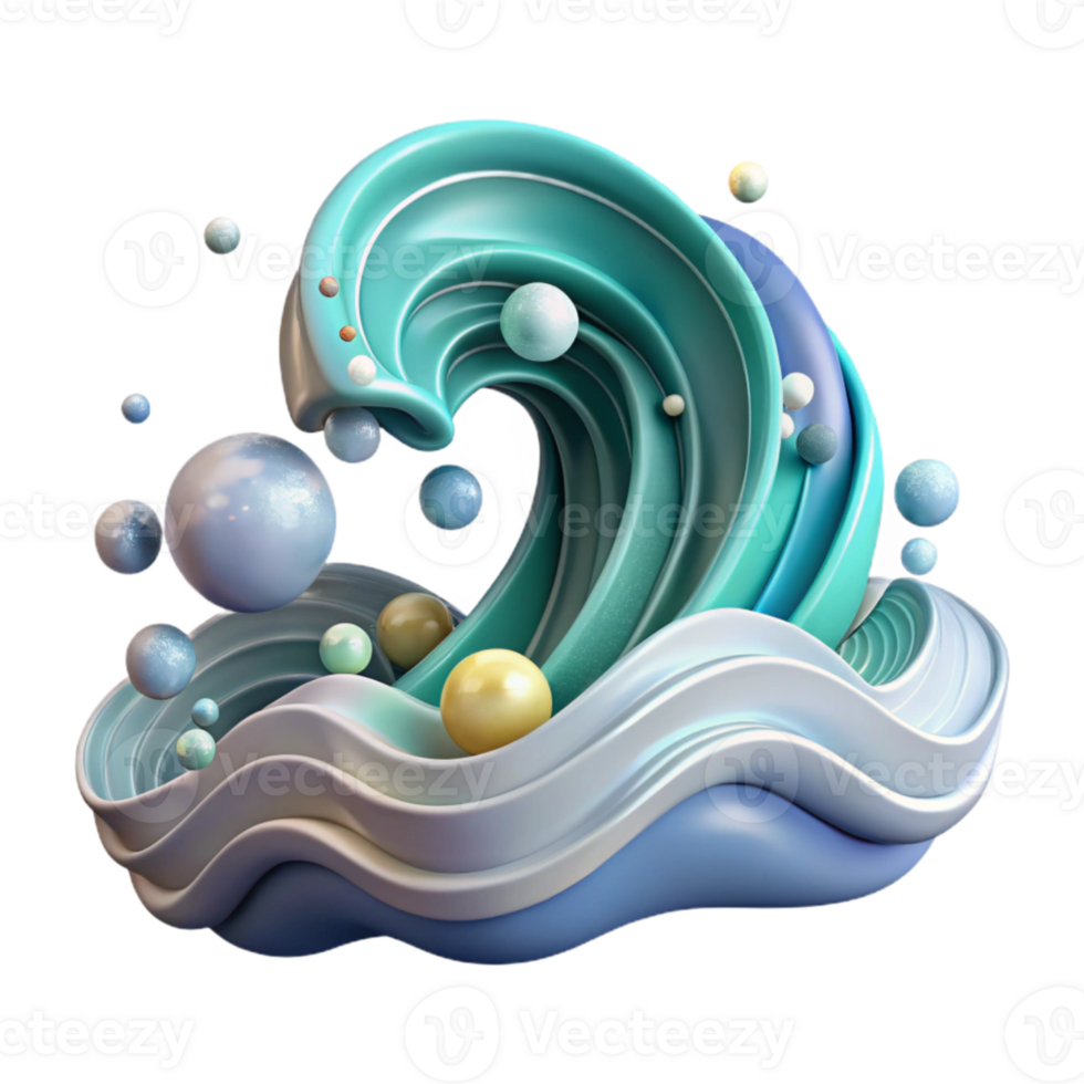 beautiful minimalist Ocean Wave Stylized Line Art Isolated for Modern Graphics genuine png