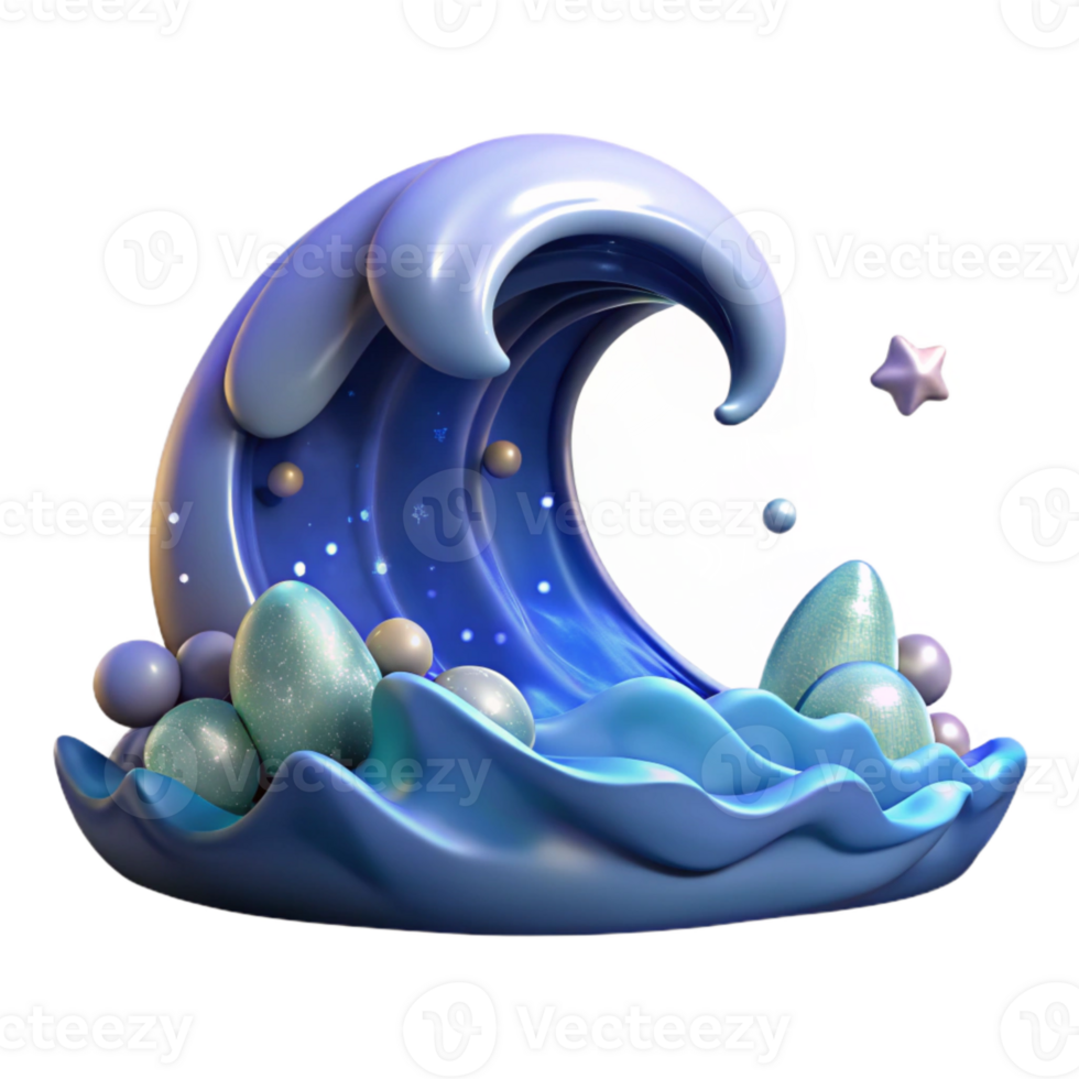 dramatic modern Ocean Wave Under Moonlight Isolated for Night Scenes high resolution png