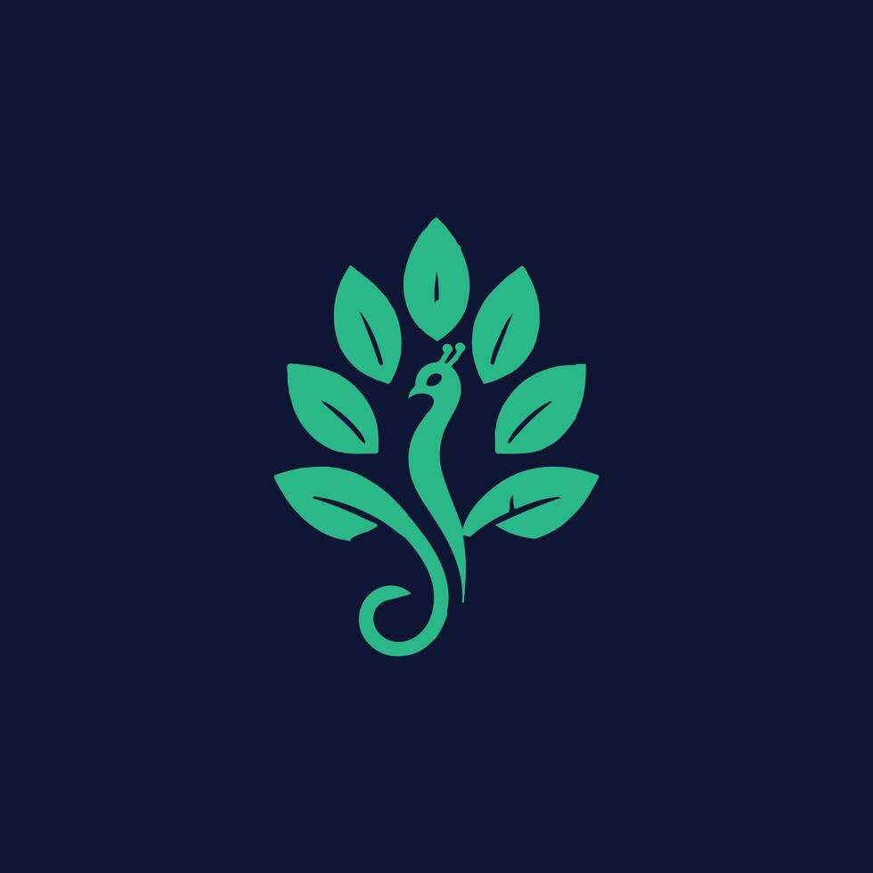a green logo with leaves on it vector
