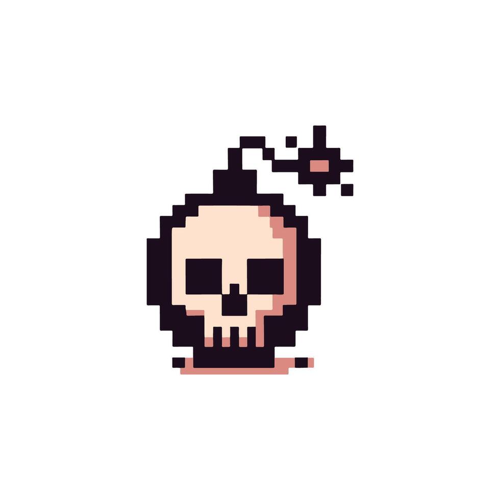 Skull Bomb Pixel Logo vector