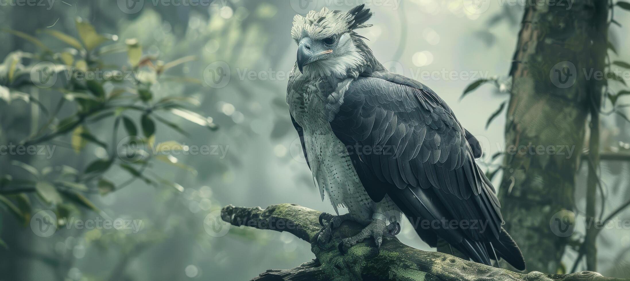 Harpy Eagle Close-Up in Rainforest Majestic Predators Intense Gaze Captured for Nature Design photo
