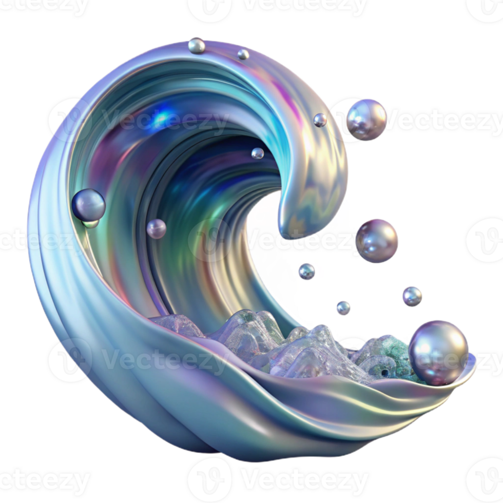 elegant vintage Ocean Wave with Reflections Transparent for Water Art exclusive png