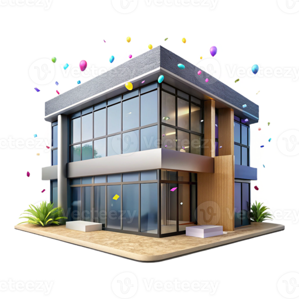 elegant modern Office Building Facade Glass and Concrete Texture Isolated png