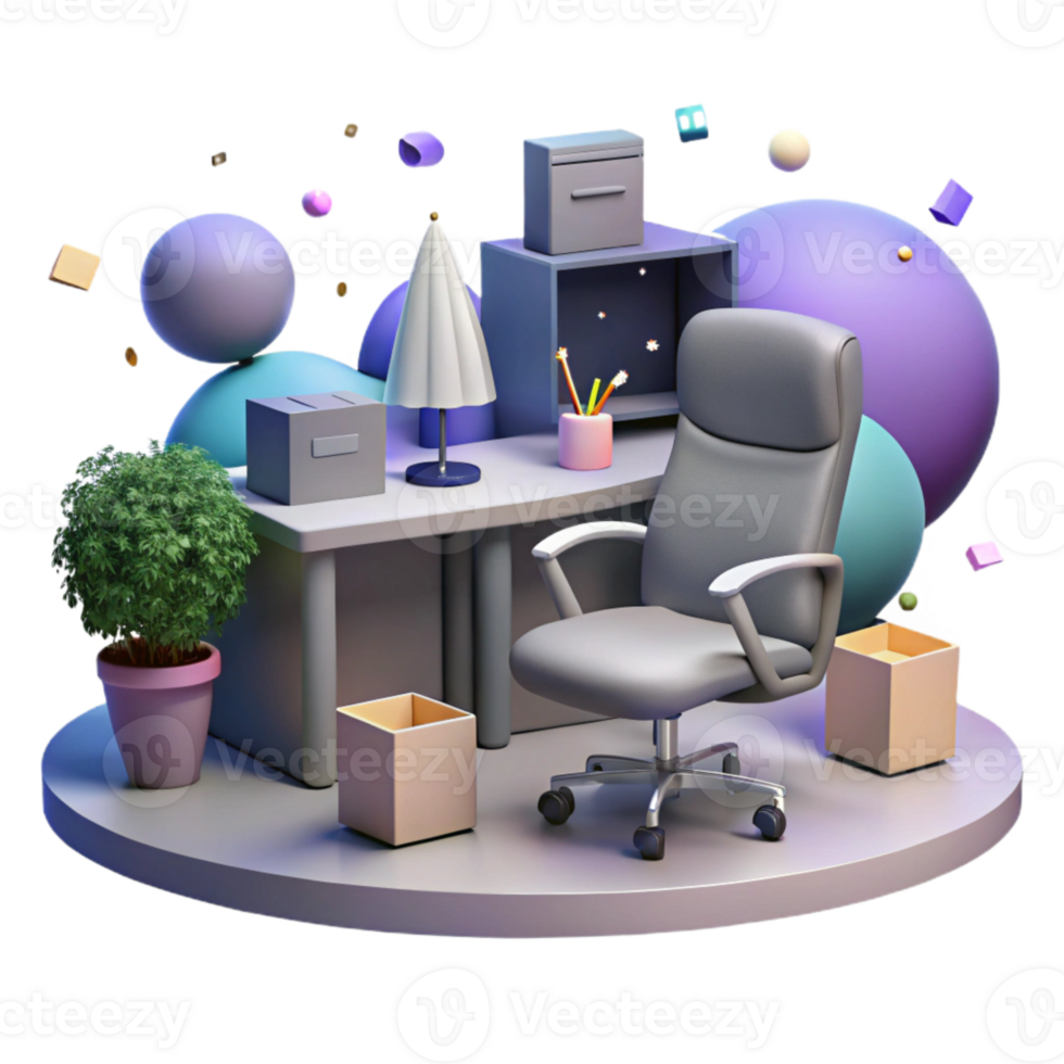 vibrant rustic Office Furniture Silhouettes Isolated for Business Presentations authentic png