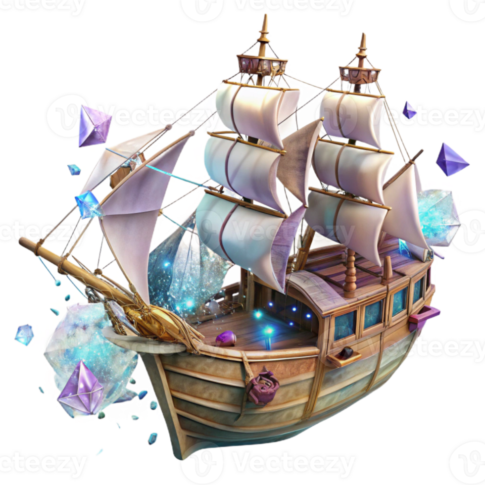 beautiful artistic Old Ship Sailing on Ocean Transparent for Maritime History authentic png