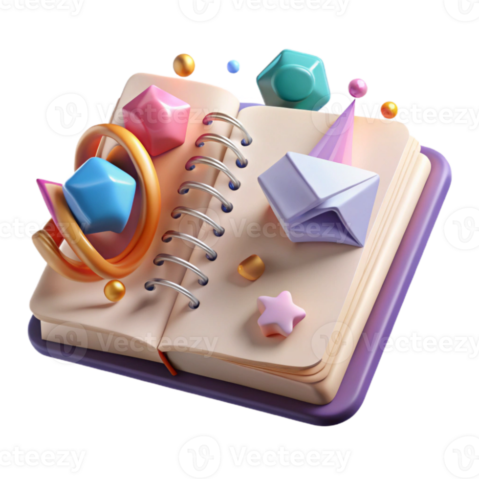 magnificent vintage Open Notebook Spiral Bound Cutout for Student Design professional png