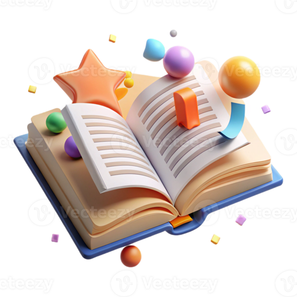extraordinary minimalist Open Textbook with Highlighted Text Learning Resource Transparent Background for Studying premium png