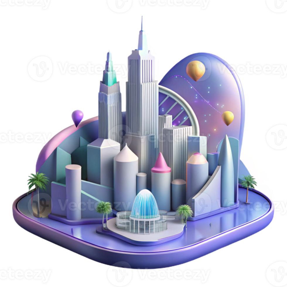 serene contemporary Orlando Skyline Theme Park Silhouette Cutout for Family Vacations professional png