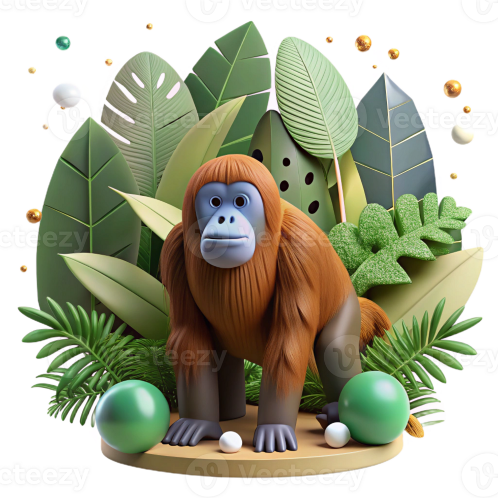 elegant creative Orangutan Silhouette Ape Isolated Jungle Animal Cutout premium png