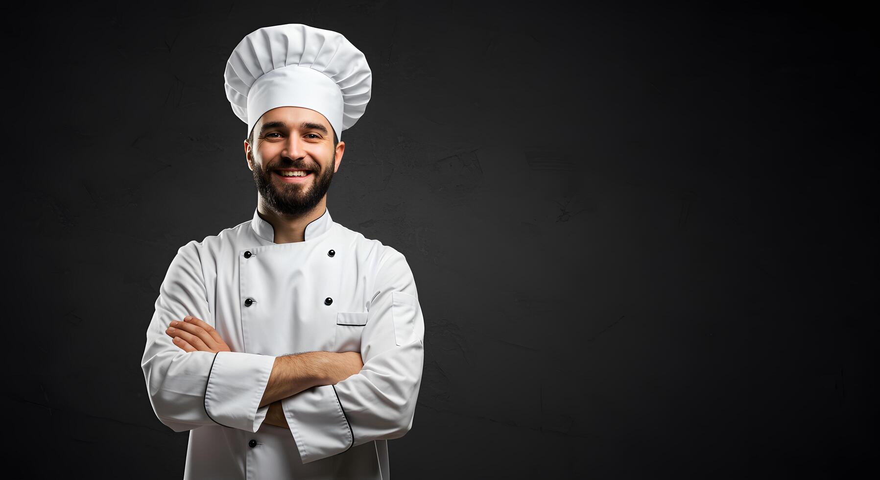 A professional chef expressing pride and confidence, ideal for restaurant, culinary, and food-related visuals photo