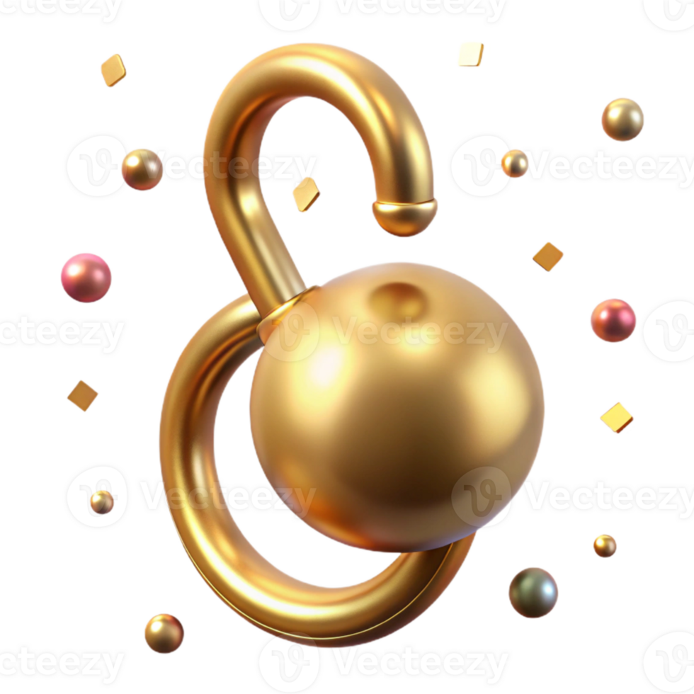 elegant minimalist Ornament Hook Gold Metal Cutout for Holiday Projects detailed png