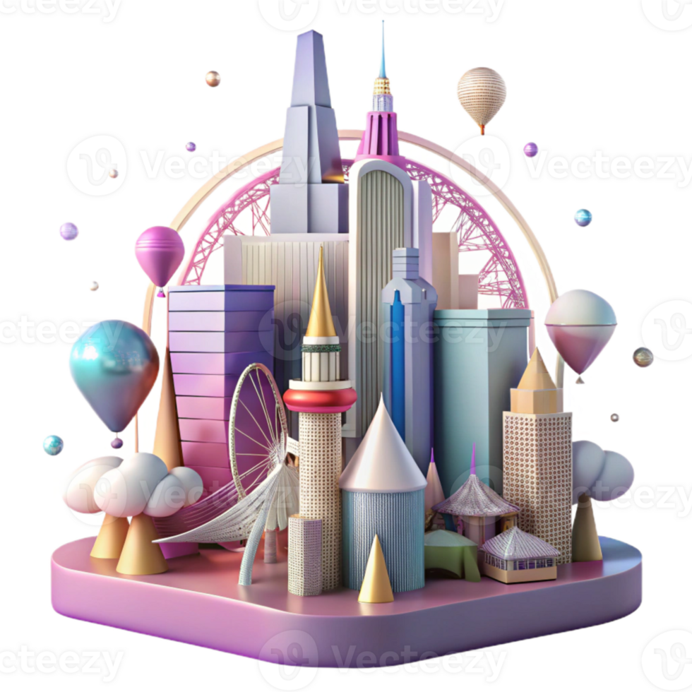wonderful artistic Orlando Skyline Theme Park Silhouette Cutout for Family Vacations premium png