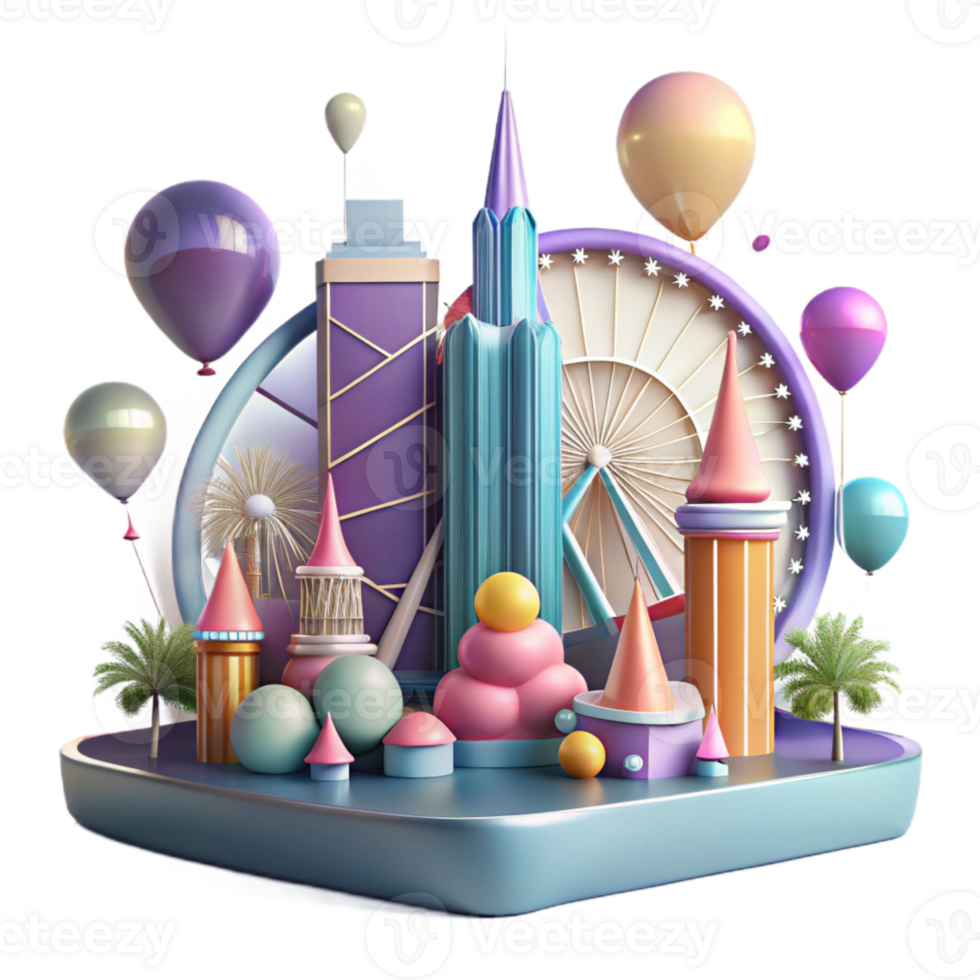 elegant rustic Orlando Skyline Theme Park Silhouette Cutout for Family Vacations authentic png