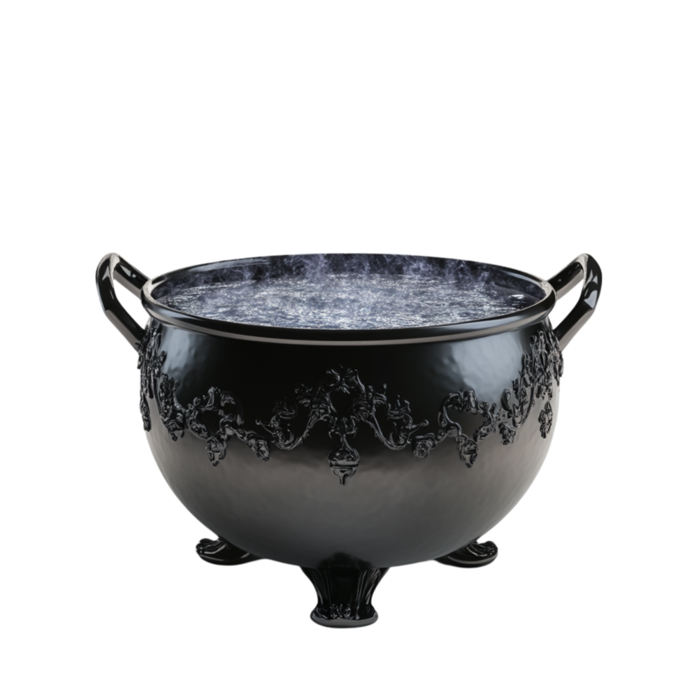 Elegant Black Cast Iron Cauldron png