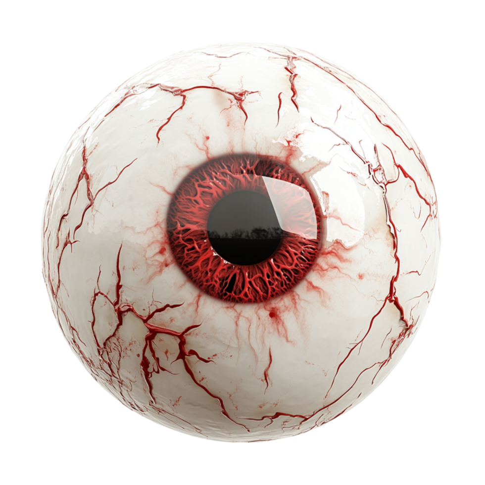 Creepy Red Eye with Bloodshot Veins on Transparent Background png